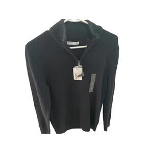 NWT Sonoma Men’s Super Soft Knit Sweater Black Sz Sm Quarter Zip Pullover